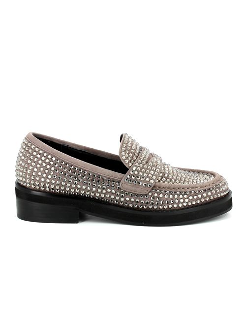 Jaya mocassino da donna in tessuto grigio con strass BIBI LOU | 715X